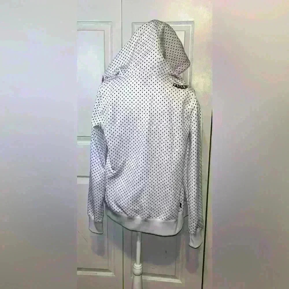 Volcolm Hooded Zip up Jacket Juniors Girls XS White with Orange Polka Dots - Picture 6 of 10